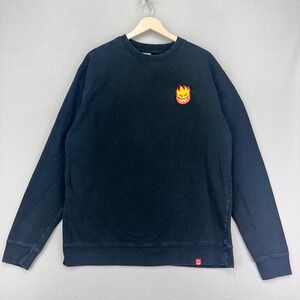 Vintage Spitfire Crewneck Sweatshirt Mens Medium Black Logo Terry Fleece Skater